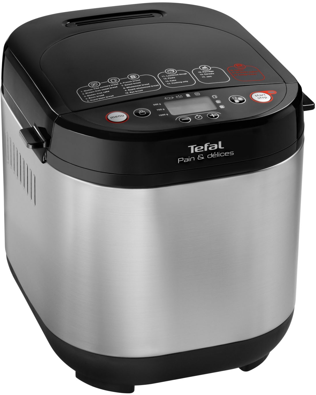 Tefal Brotbackautomat »Pain & Délices, 20 Backprogramme, 3 Brotgrößen und Bräunungsgrade« 20 Programme 610 W auch für Pizza-/Nudel-/Kuchenteig, antihaftbeschichtete Form, PF240E
