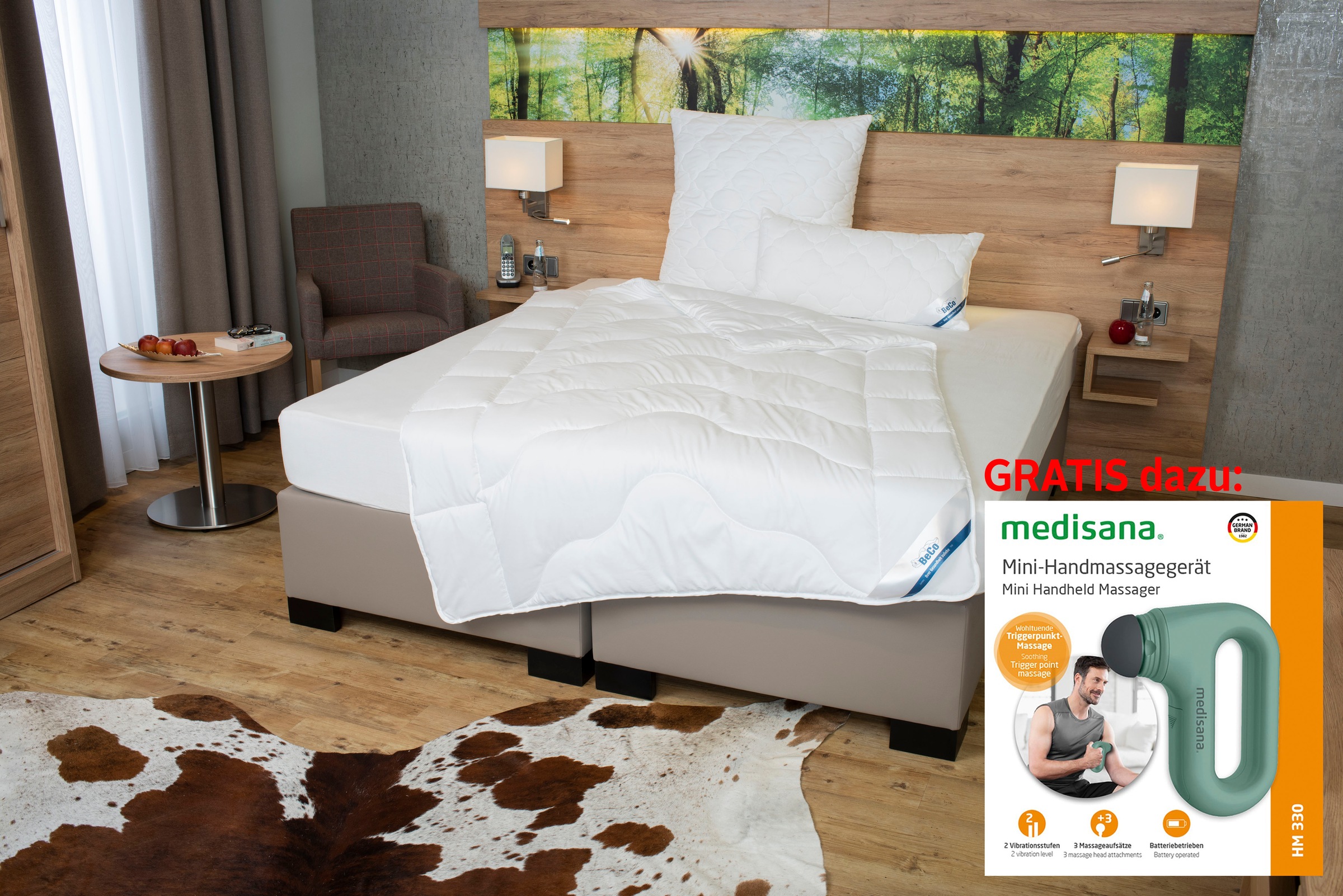 Beco Microfaserbettdecke »Royal Soft Duo, Bettdecke 135x200 und weitere Größen!« leicht Füllung Polyester Bezug Microfaser 1 Stk. tlg. 2-in-1 Wohlfühlpaket: Bettdecke & gratis Handmassagegerät