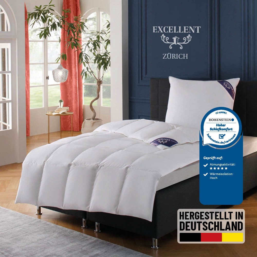 Excellent Daunenbettdecke »Zürich, Bettdecke normal mit Bestnote 'Hoher Schlafkomfort' bewertet.« normal Füllung 100Daunen 1 Stk. tlg. Bettdecke 135x200 cm, 155x220cm und weitere Größen, Made in Germany