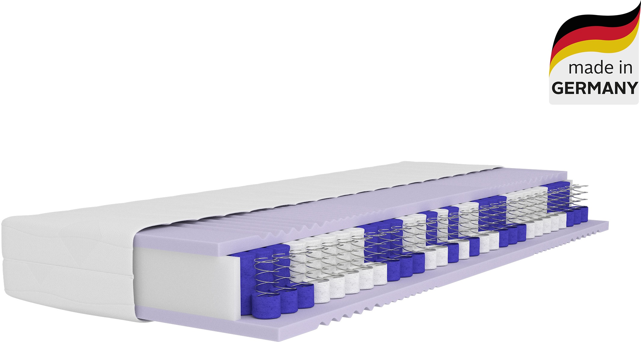 Älgdröm Taschenfederkernmatratze »NEUHEIT: Lasse, 7 Zonen Matratze 90x200 cm, 140x200 cm & mehr« 22 cm hoch 500 Federn 1-tlg., 1 Stk. tlg. Matratze H2, H3 & H4, atmungsaktiv, Hausstauballergiker geeignet