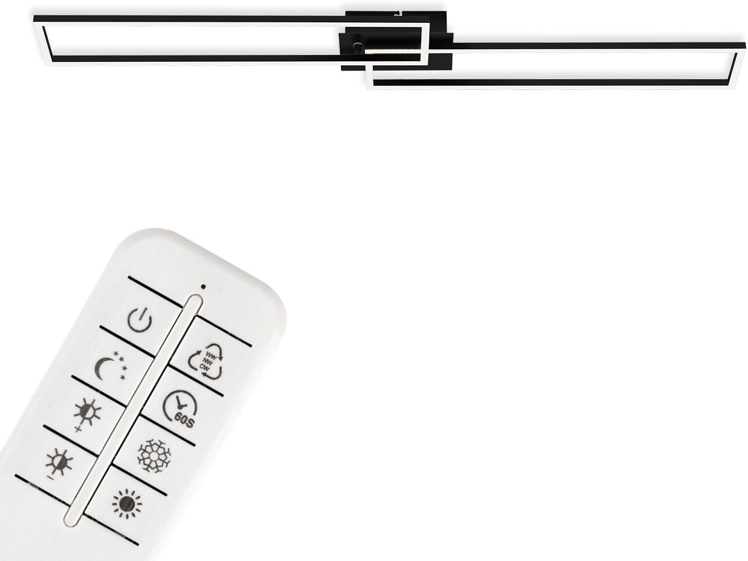 Briloner Leuchten LED Deckenleuchte »3145015 FRAME« LED-Board Kaltweiß Neutralweiß Tageslichtweiß Warmweiß Deckenlampe, 110x24,8x7,8cm, Schwarz, 40W, Wohnzimmer, Schlafzimmer