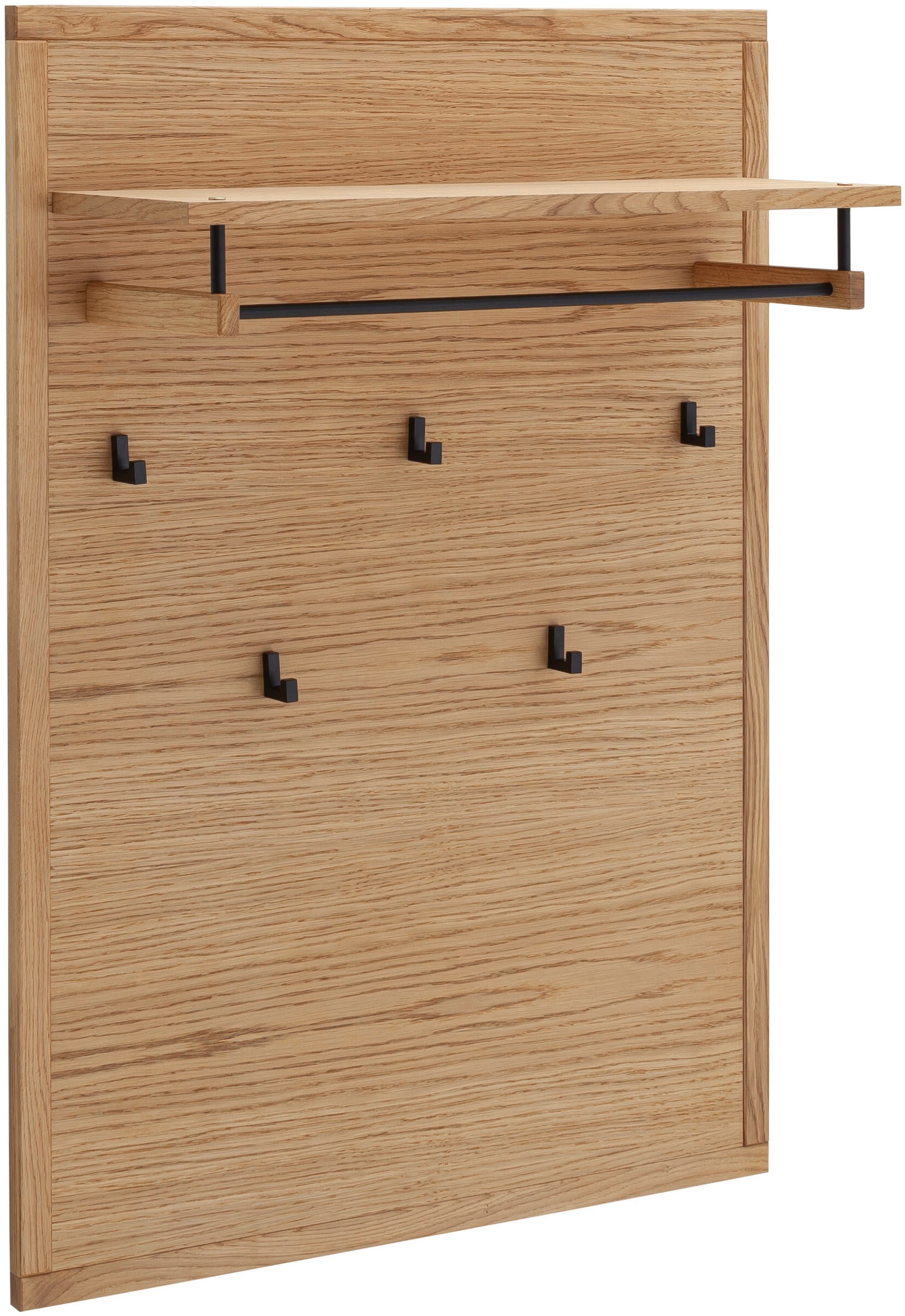 MCA living Garderobenpaneel »Araya Garderobenpaneel, Wandpaneel, Flurgarderobe, Breite 79 cm« Set, 1 Stück, 1 Stk. tlg. Aufhänger,Paneel,Kleiderstange,Wandregal,5x Kleiderhaken,FSC-mi