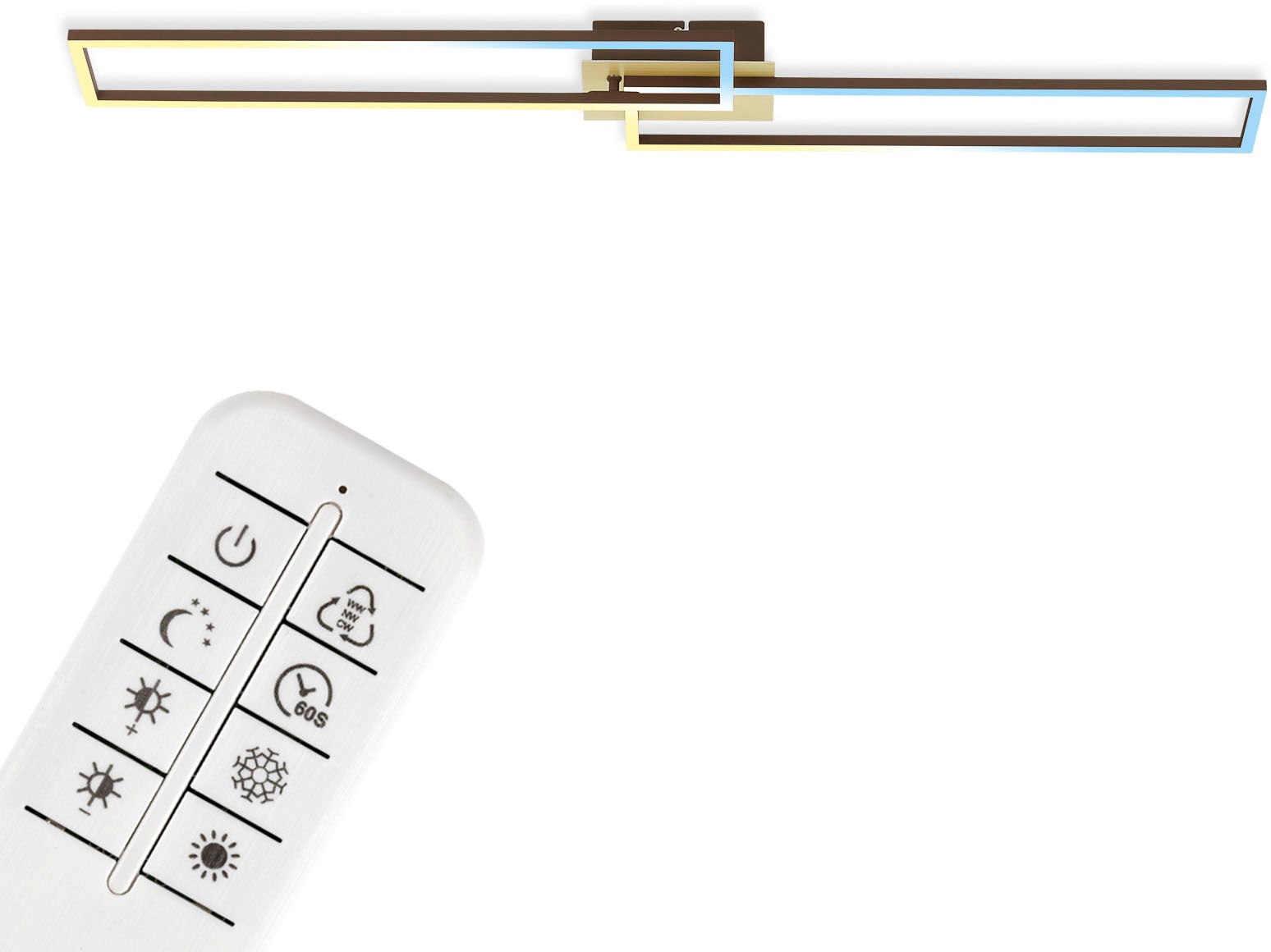 Briloner Leuchten LED Deckenleuchte »3145017 FRAME« LED-Board Farbwechsler Kaltweiß Neutralweiß Tageslichtweiß Warmweiß CCT, RGB, Memory-/Nachtlichtfunktion, Fernbedienung, gold-braun