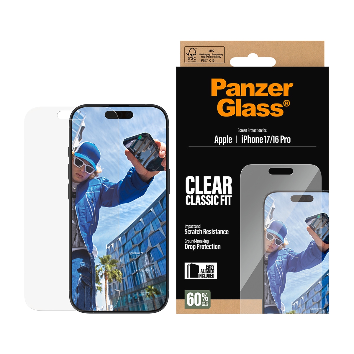 CARE by PanzerGlass Displayschutzglas »Classic Fit Screen Protector« für Apple iPhone 17;Apple iPhone 16 Pro Displayschutzfolie, Schutzfolie, Bildschirmschutz, kratz- & stoßfest