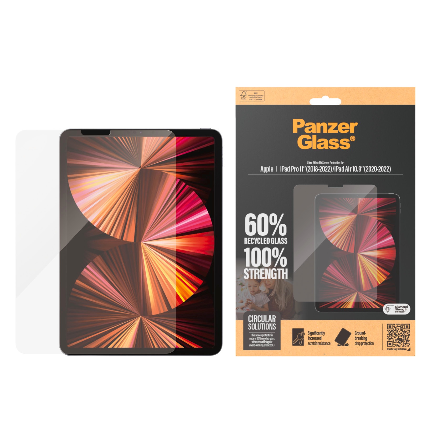 PanzerGlass Displayschutzglas »Ultra-Wide Fit Screen Protector« für Apple iPad Pro 11'' 18-22;Apple iPad Air 10.9'' 1 Stk. tlg. Displayschutzfolie, Schutzfolie, Bildschirmschutz, kratz- & stoßfest