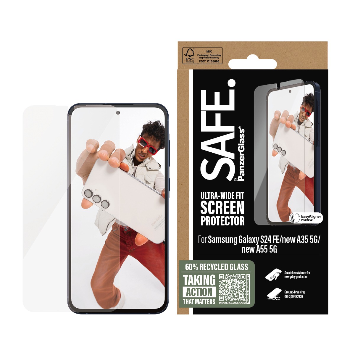 SAFE by PanzerGlass Displayschutzglas »Ultra-Wide Fit Screen Protector« für Samsung Galaxy S24 FE 5G;Samsung Galaxy A36 5G;Samsung Galaxy A56 5G Displayschutzfolie, Schutzfolie, Bildschirmschutz, kratz- & stoßfest