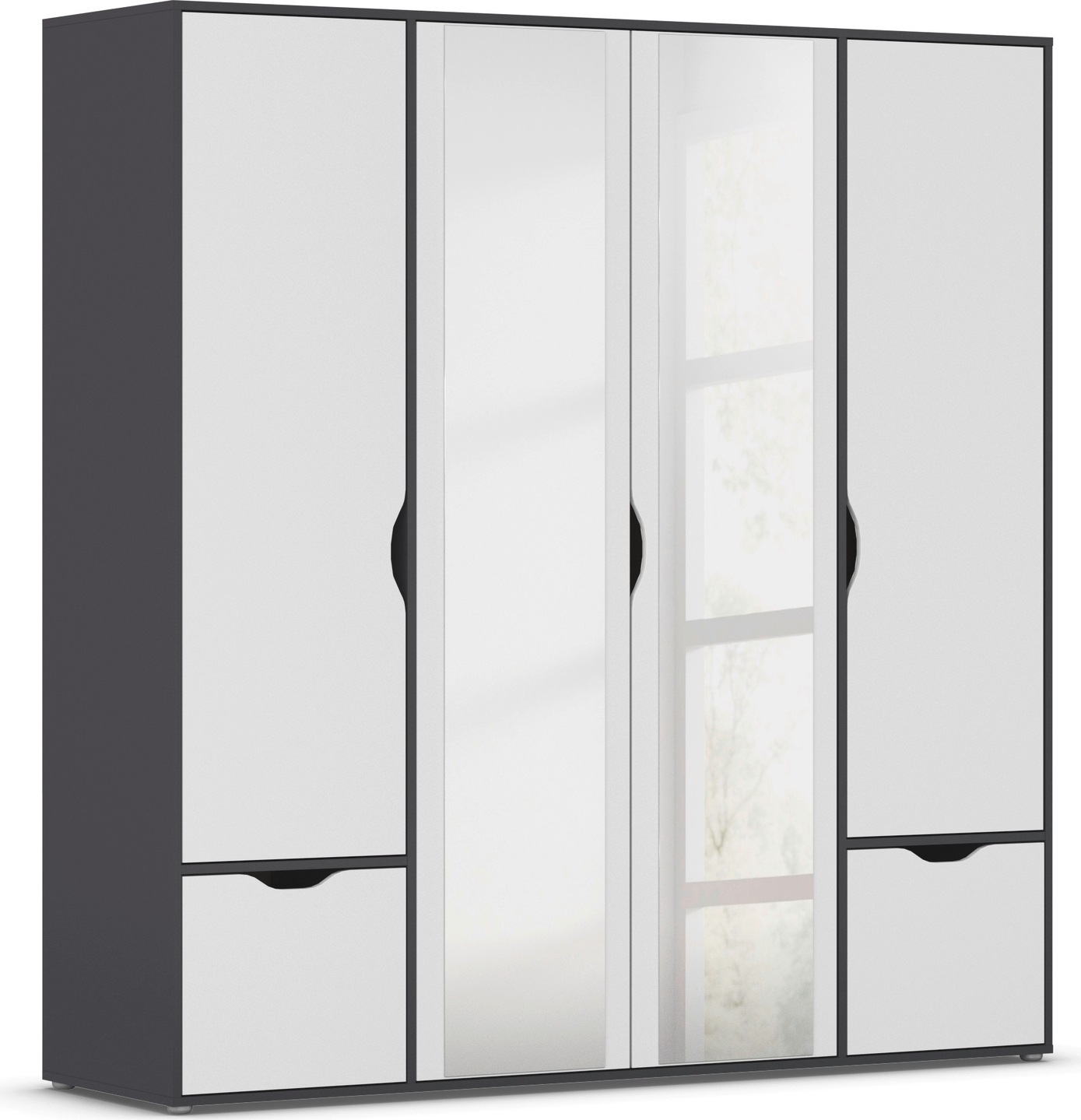 rauch Drehtürenschrank »Kleiderschrank Schrank Garderobe Wäscheschrank NARAI mit Schubladen« in 3 verschiedenen Ausstattungen BASIC/CLASSIC/PREMIUM, Griffausfräsungen für eine grifflose Optik TOPSELLER MADE IN GERMANY