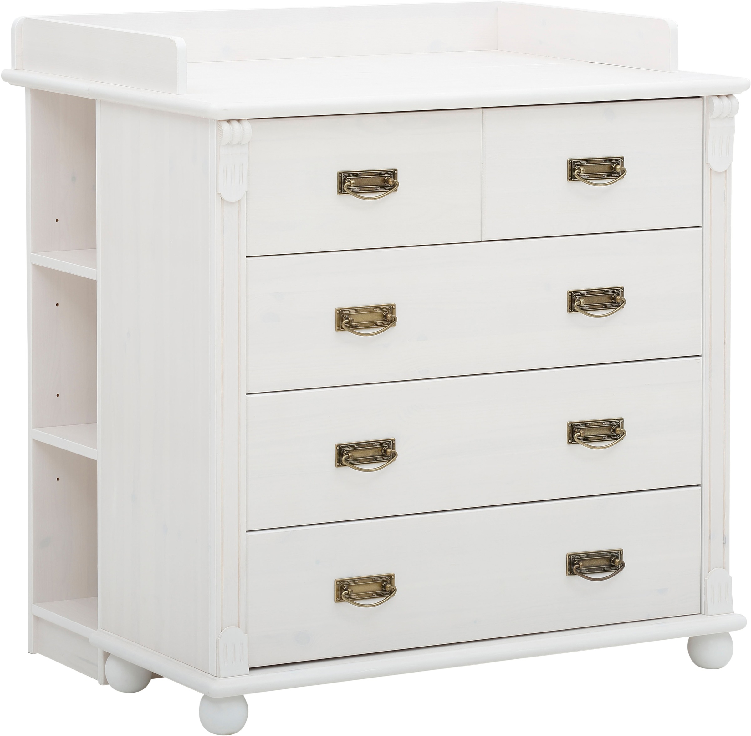 OTTO home Babyzimmer-Komplettset »'Aimo', Landhausstil, stabile Qualität, edles Design, Messinggriffe« Set, Kinderbett, Schrank, Wickelkommode, 3 Stk. tlg. aus Massivholz; FSC®-Holz aus gewissenhaft bewirtschafteten Wäldern