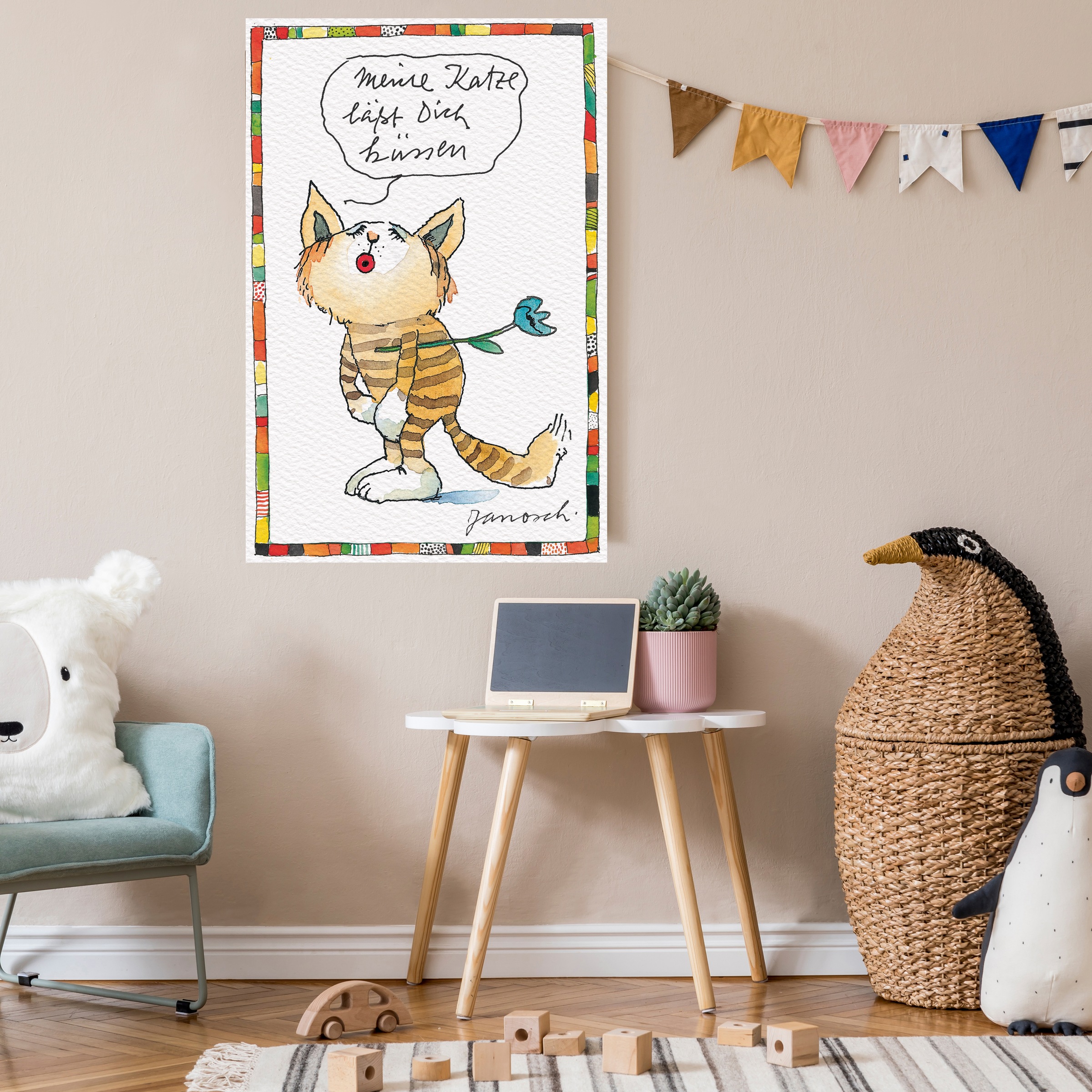 LuckyLinde Leinwandbild »Meine Katze lässt dich Küssen« Figuren Filmfiguren Katze Katzen Liebessprüche Motivationsbilder Natur Schriftzug Sprüche Tiere Tiger little star 1 Stk. tlg. Exklusive JANOSCH Kindermotive