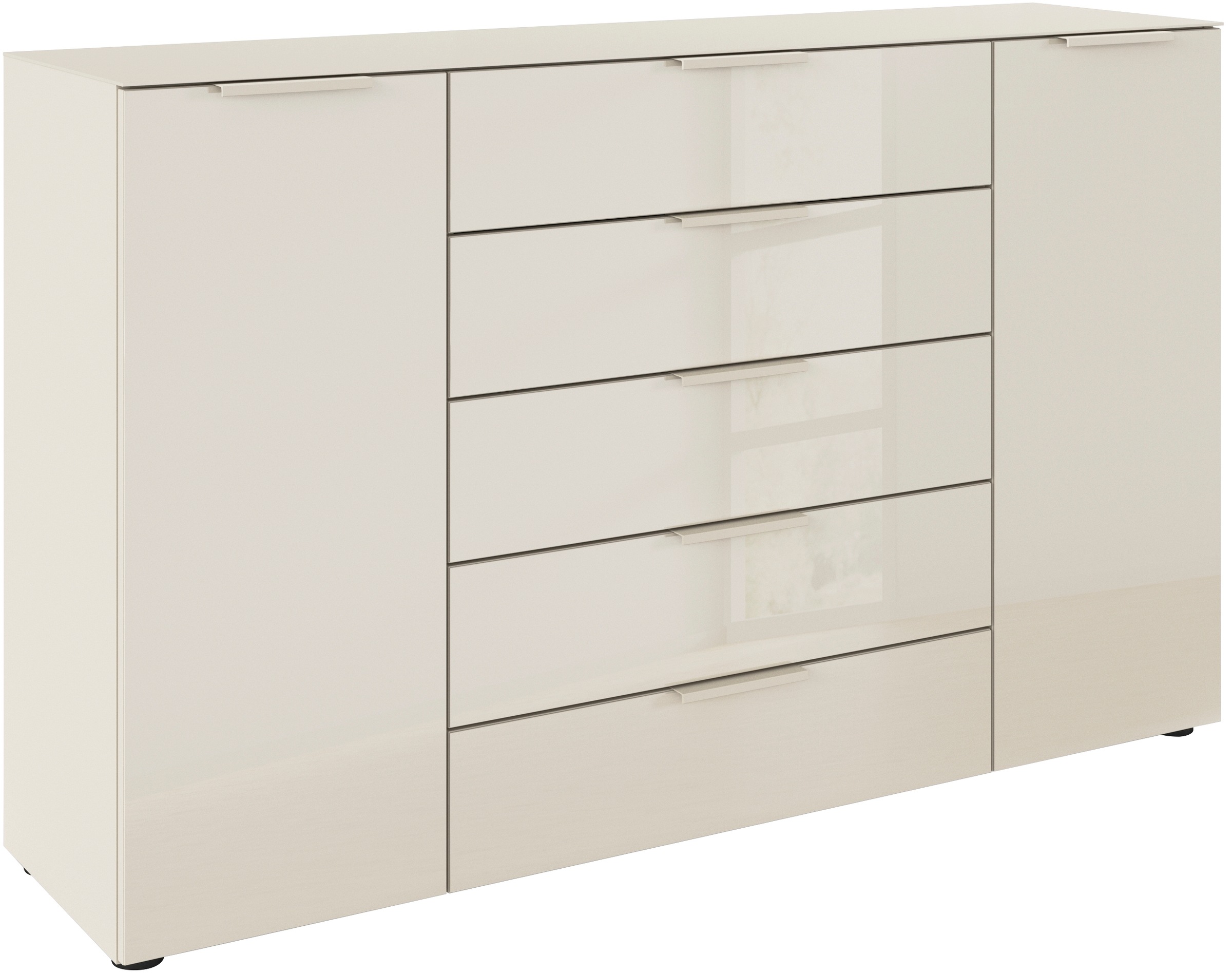 rauch Schubkastenkommode »Kommode Türkommode Sideboard Kombikommode FLIPP mit Glasfront« Breite 160/180 cm mit 4 Einlegeböden, 2-türig, 5 Schubladen, Soft-Close, Oberboden und Front Glas, 2 Breiten