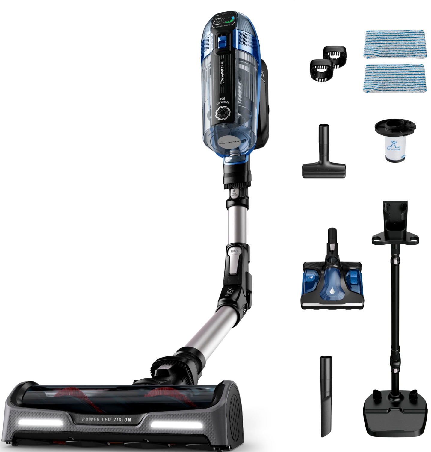Rowenta Akku-Hand-und Stielstaubsauger »X-Force Flex 14.60 Aqua, leistungsstark, langlebiger Akku, Flex-Gelenk« bis zu 200 Air Watt, Aqua-Düse, 2-in-1 Wisch- und Saugfunktion, RH99C3