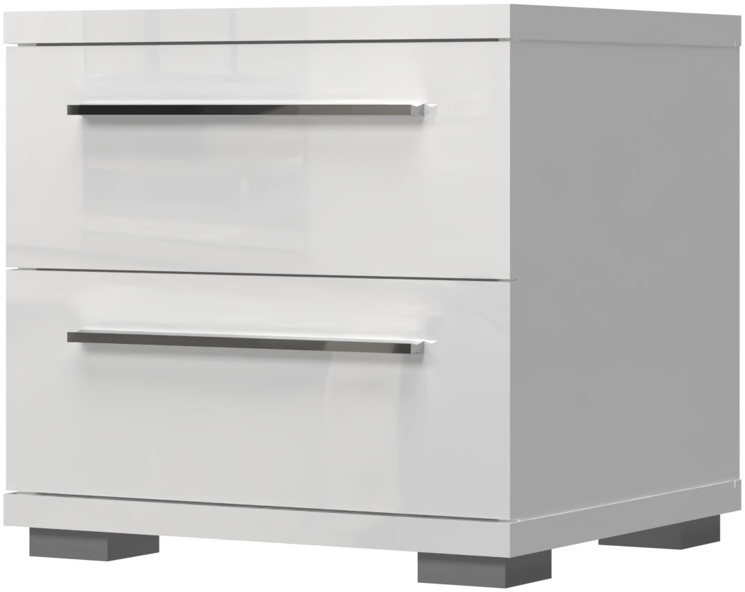 PLACES OF STYLE Nachtkommode »Piano, Nachttisch aus FSC-zertifiziertem Holzwerkstoff, Made in Europe« 45/40/43 oder 61cm (B/T/H), ideal passend zum Boxspringbett, UV lackiert, hochglänzend, Soft-Close Funktion, 2 oder 3 Schubladen