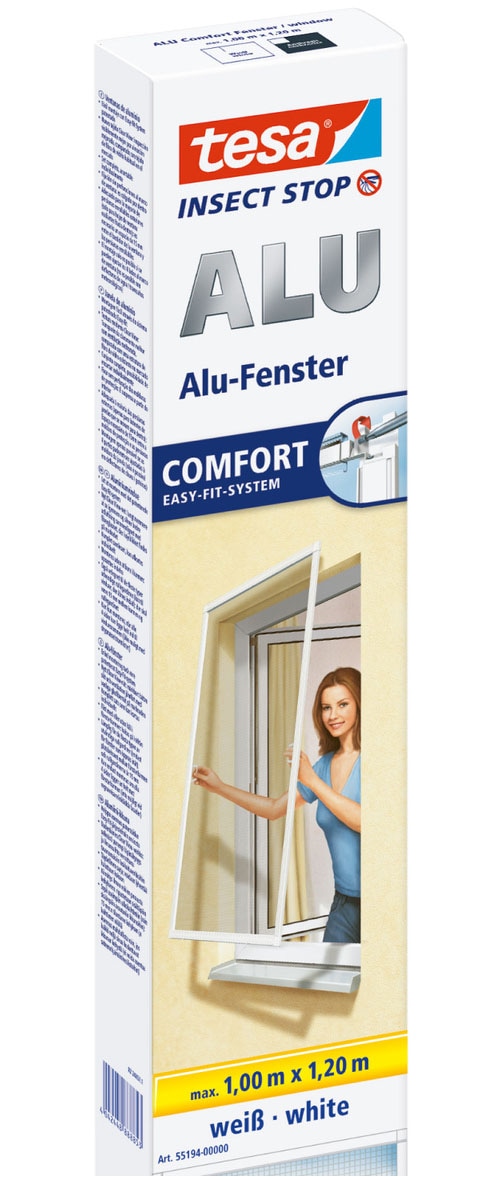 tesa Insektenschutz-Fensterrahmen »Insect Stop ALU Comfort Fliegengitter für Fenster - 1,0 x 1,2 m« Packung, Fliegennetz, Aluminiumrahmen, 1 Stk. tlg. Insektenschutz für Fenster - Aluminiumrahmen