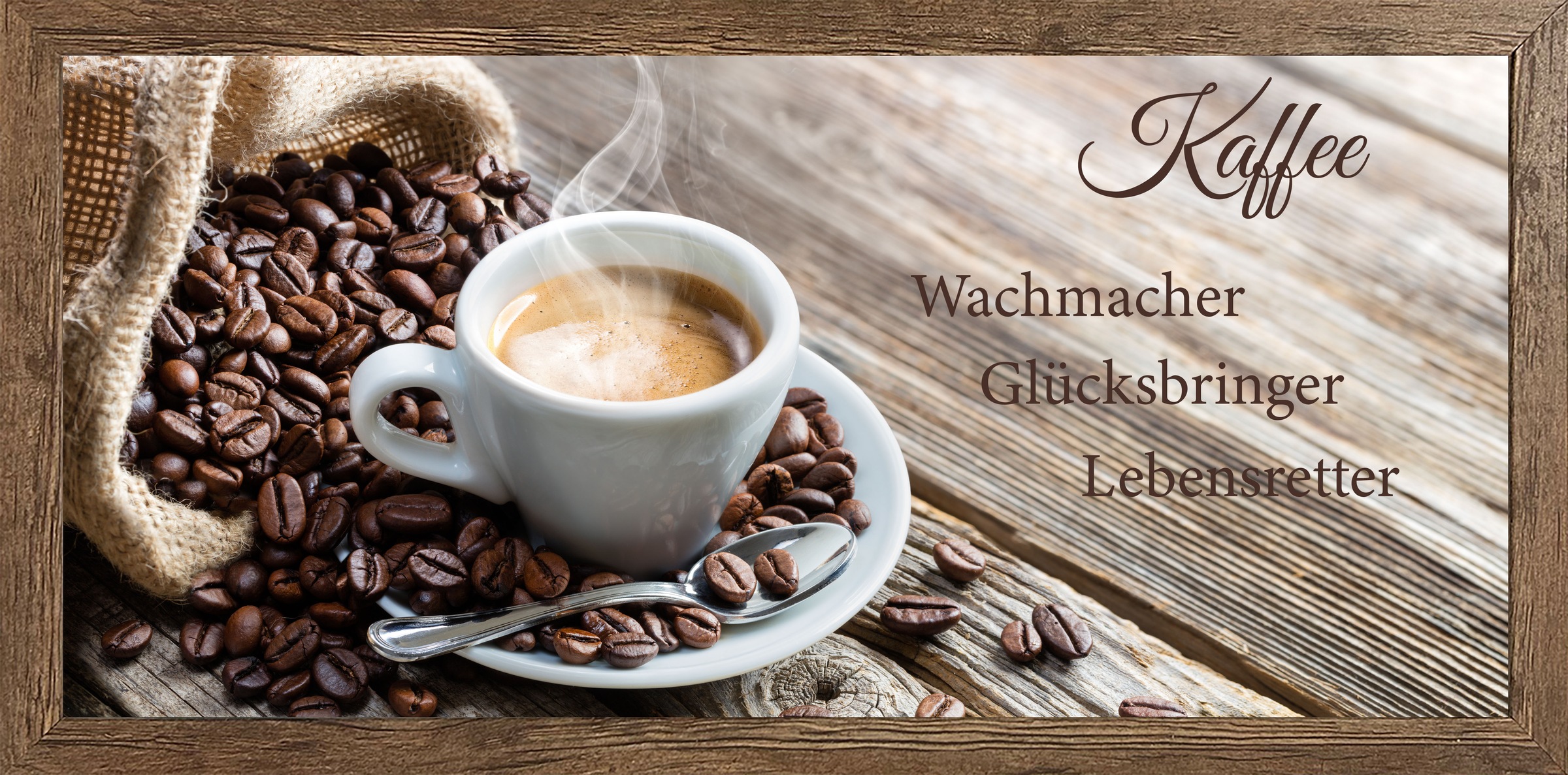 Bönninghoff Bild mit Rahmen 'Wandbild gerahmt KAFFEE MIT SPRUCH 23x49 cm – Wanddeko' Essen Getränke Kaffee Kaffee Bilder Küche Lebensmittel Sprüche Sprüche & Texte 1 Stk. tlg. mit dekorativem Rahmen