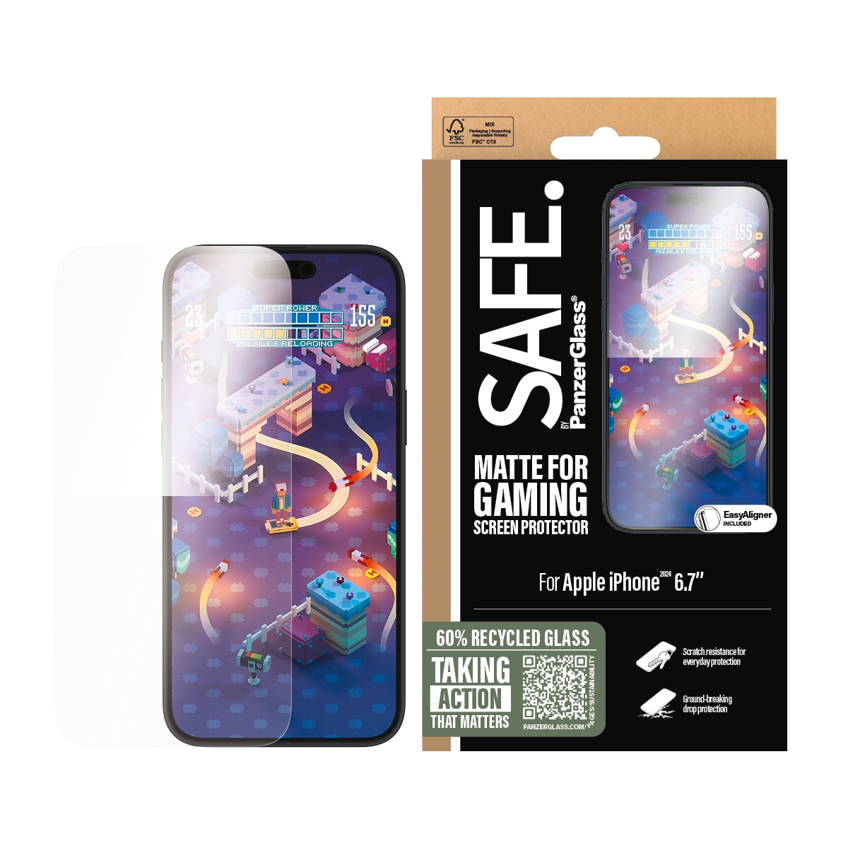 SAFE by PanzerGlass Displayschutzglas 'Matte for Gaming Screen Protection' für Apple iPhone 16 Plus;Apple iPhone 15 Plus 1 Stk. tlg. Displayschutzfolie, Schutzfolie, Bildschirmschutz, kratz- & stoßfest