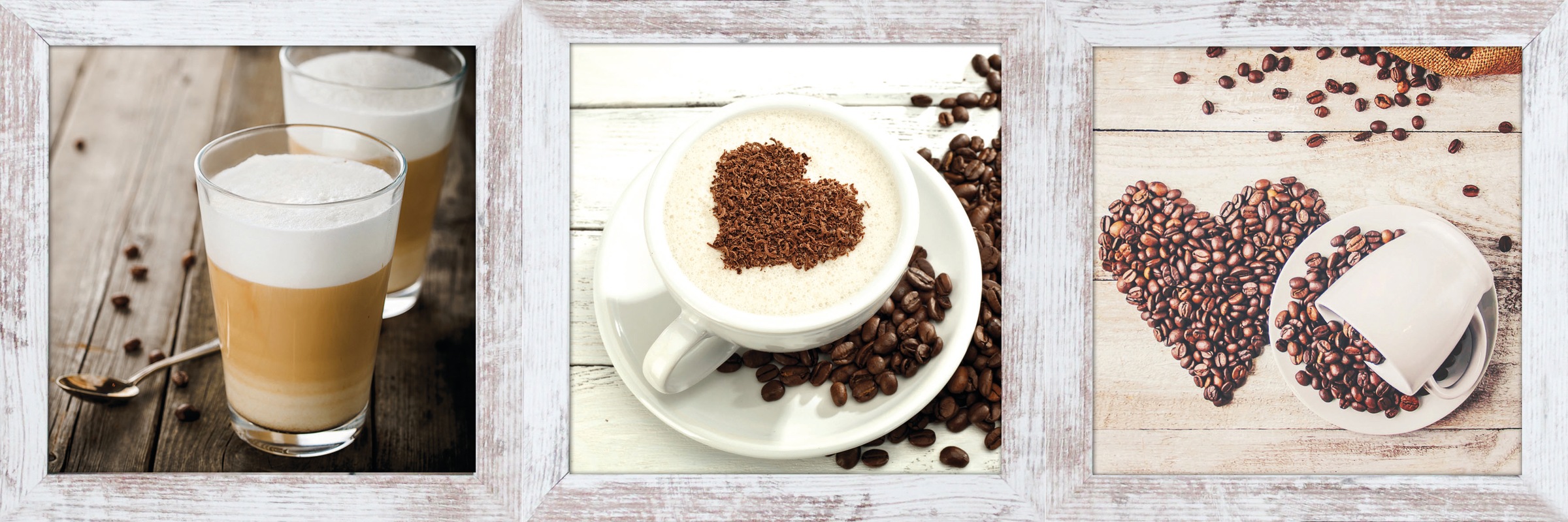 Bönninghoff Bild mit Rahmen '3er-Set gerahmte Bilder KAFFEE 3x23x23 cm – Deko für Küche & Bar' Getränke Kaffee Kaffee Bilder 1 Stk. tlg. mehrteiliges Bilder-Set, harmonisch aufeinander abgestimmt
