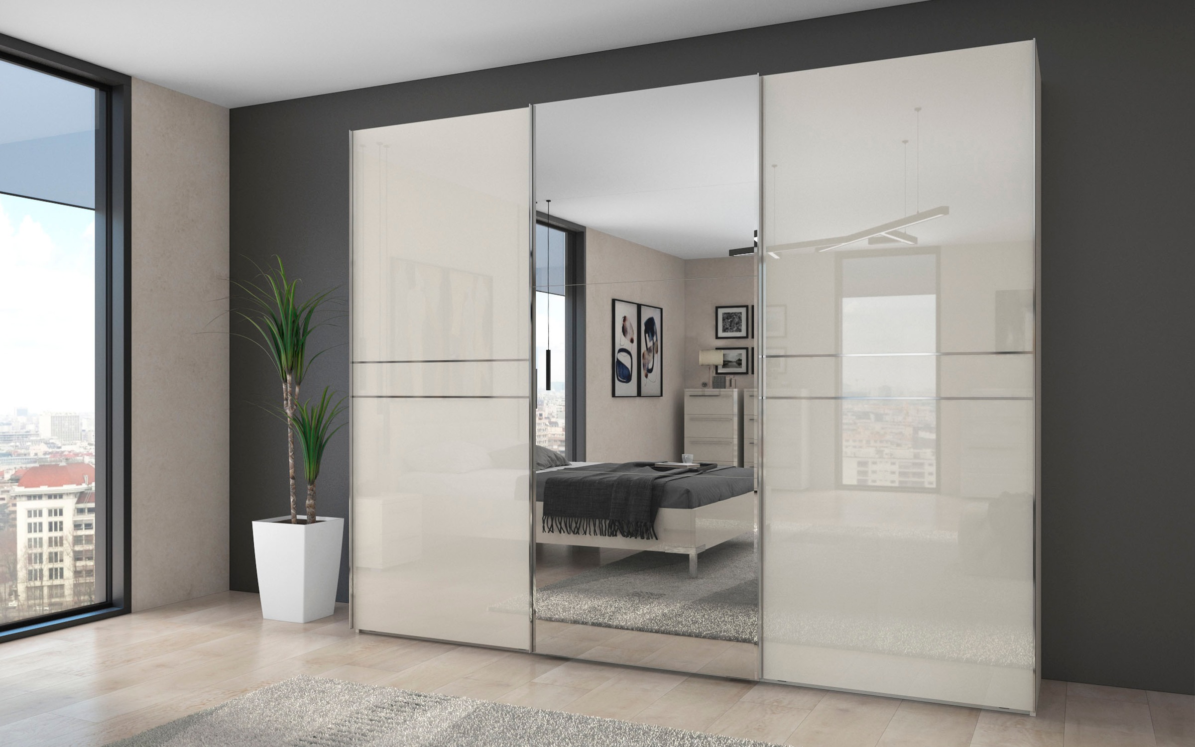 PLACES OF STYLE Schwebetürenschrank »Piano, mit...