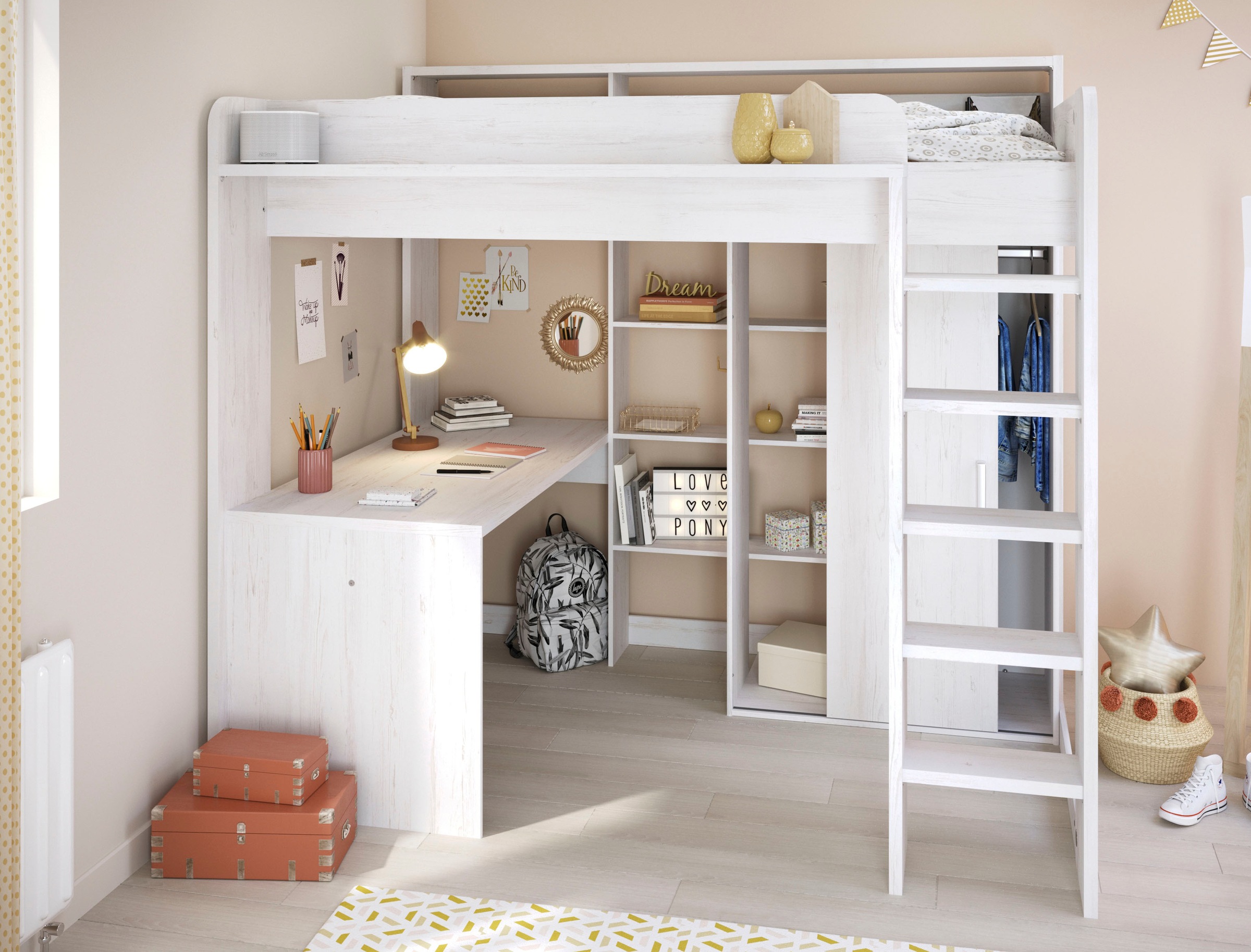 Parisot Hochbett »Higher, mit Schreibtisch,...