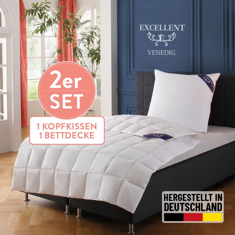 Excellent Daunenbettdecke + 3-Kammer-Kopfkissen »Venedig,...