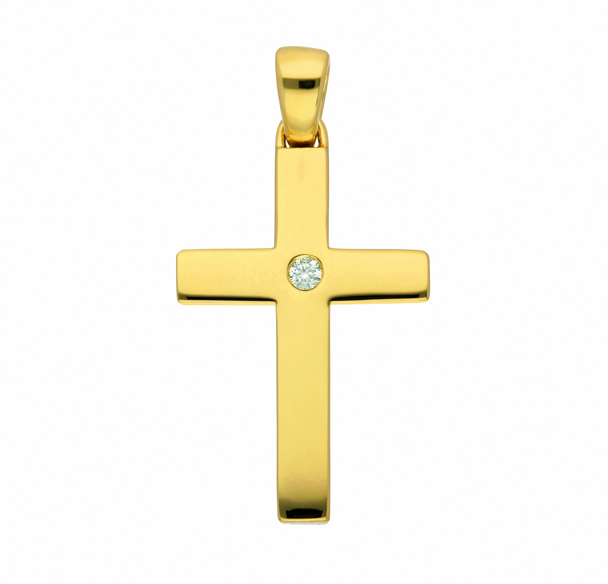 Adelia´s Kreuzkette 'Adelias Halskette - Kreuzkette mit Kreuz Anhänger mit Diamant Brillant aus 585 Gold Halskette - Kreuzkette mit Kreuz Anhänger mit Diamant Brillant aus 585 Gold'