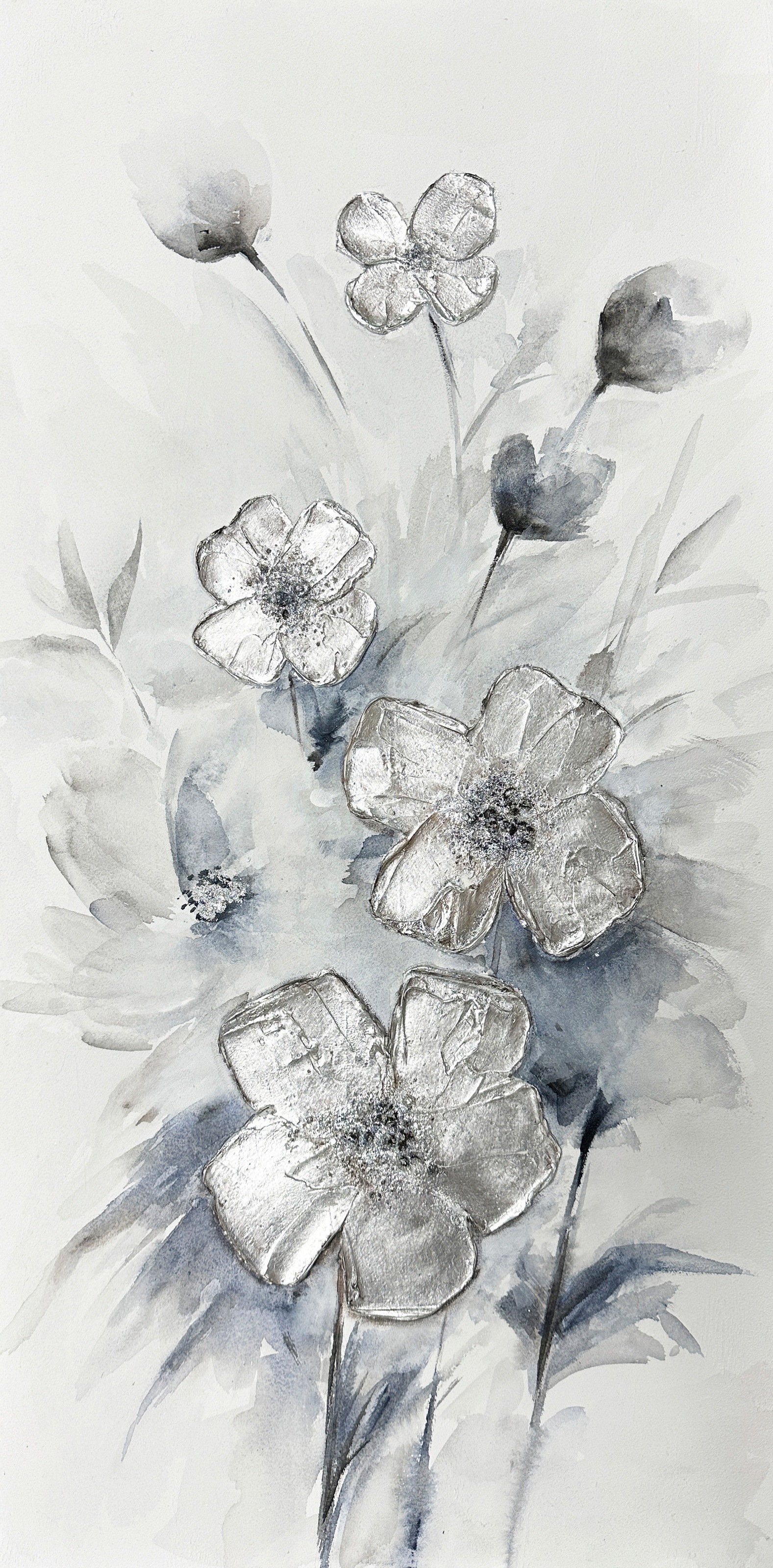 Bönninghoff Ölgemälde 'handarbeit BLUMEN 40x80 cm – Wandbild Kunst Deko modern' Blumen Blumenbilder Kunst Modern Pflanzen Pflanzenbilder 1 Stk. tlg. handgefertigt, jedes Bild ein Unikat