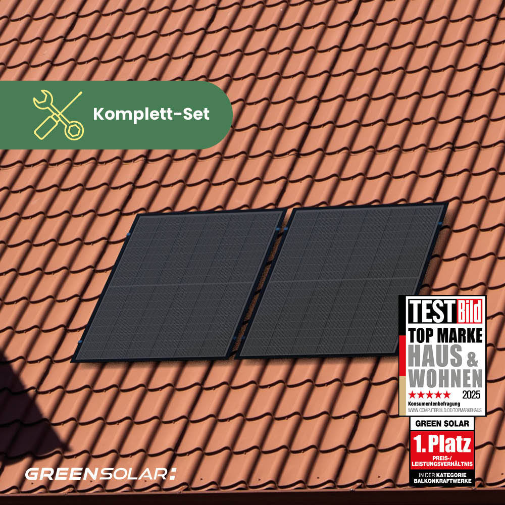 Balkonkraftwerk Ziegeldach M - Komplett-Set (900W)