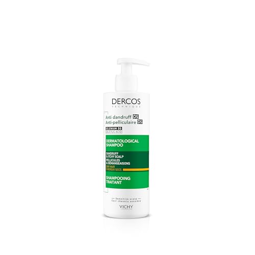 VICHY Anti-Schuppen-Shampoo, Für trockenes Haar, Juckreiz-mildernd und hydratisierend, Mit Salicylsäure, Seleniumdisulfid und Vitamin E, Dercos Anti-Schuppen, 390 ml
