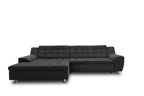 DOMO. collection Ecksofa Merida, Sofa mit Schlaffunktion in L-Form, Eckcouch mit Bettkasten, Schlafsofa 304 x 200 x 84 cm (BxTxH), dunkelgrau