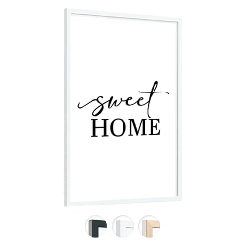 edihome, Bilderrahmen A3, (1 Stück), 29,7 x 42, Holz, Photo Frame, Rahmen din a3, für Diplome, bruchsicheres Acrylglas, für Poster und Bilder, Hoch- und Querformat (Weiß, 1 Stück)