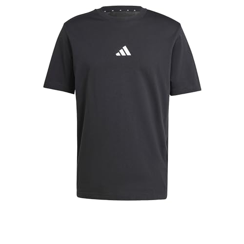 adidas Men's Essentials SMALL Logo Single Jersey Tee, Black/White, XL