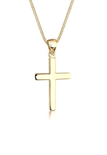 Elli Halskette Damen Kreuz Symbol Basic in 925 Sterling Silber Vergoldet