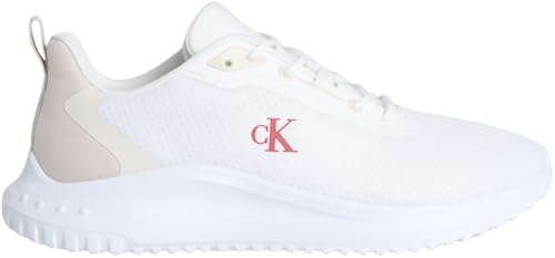 Calvin Klein Herren Runner Sneaker Eva Mix Mesh mit Logo, Weiß (Bright White//Moonstruck/Tandoori), 43