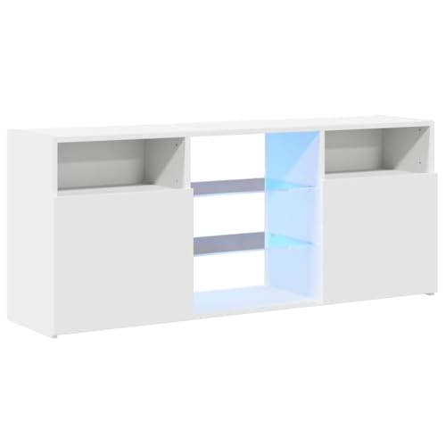 vidaXL TV Schrank mit LED-Leuchten Lowboard Sideboard Fernsehschrank Fernsehtisch TV Möbel Tisch Board HiFi-Schrank Weiß 120x30x50cm