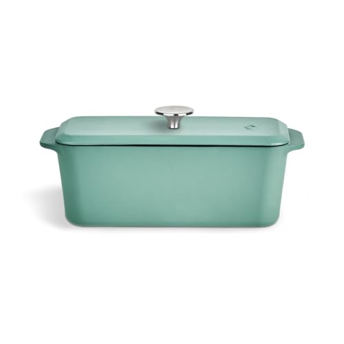 SPRINGLANE Kastenform Gusseisen mit Deckel 33,5 x 13 cm, emaillierte Backform, Brotbackform - Mint