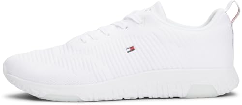 Tommy Hilfiger Herren Runner Sneaker Corporate Knit Rib Runner Sportschuhe, Weiß (White), 43