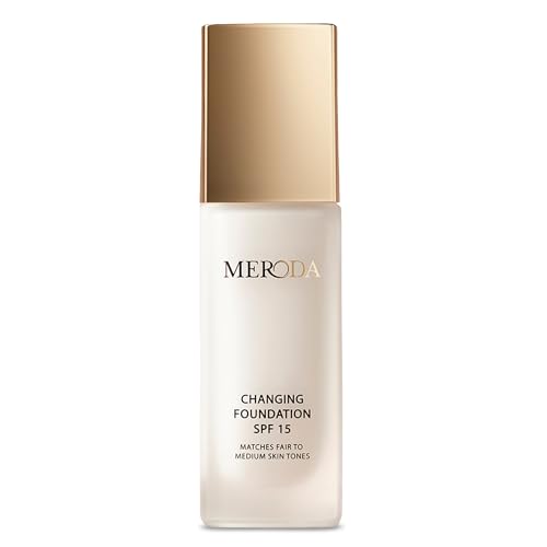 MERODA® Changing Foundation SPF 15 [LIGHT TO MEDIUM SKIN] - Foundation Color Changing - Farbwechselnde Foundation für Reife Haut - Make Up Hautton Anpassend - Foundation Gesichts Make Up