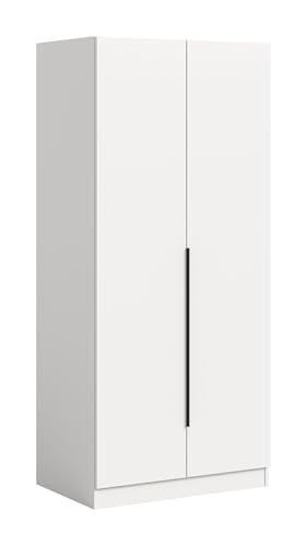 Homes & Jones Kleiderschrank Alvas 80x180x52 cm – 2-türiger Schrank mit Kleiderstange & Einlegeböden – Moderner Schlafzimmerschrank für Kleidung