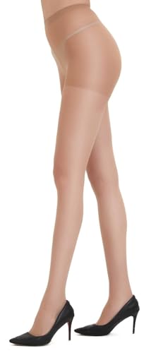 DUCMODA Strumpfhosen Damen 20D Matt Fein-Strumpfhose Transparent Seidenglatt Control Komfortbund mit Verstärkten Zehen,Hautfarbe XL