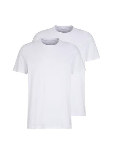 TOM TAILOR Herren Crewneck T-Shirt im Doppelpack, 20000 - White, M