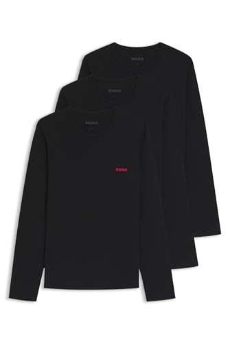 HUGO Herren Ls-Shirt Rn Triplet Longsleeve, Black1, XL EU
