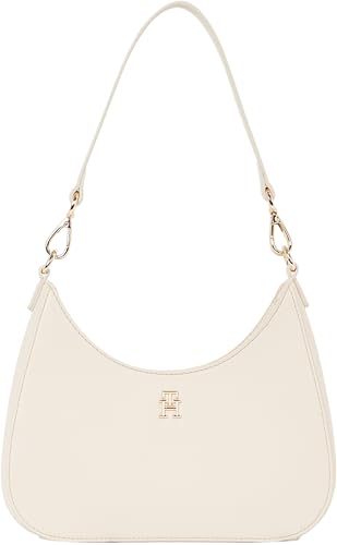 Tommy Hilfiger Damen Schultertasche Logotape mit Reißverschluss, Beige (Sugarcane), Einheitsgröße