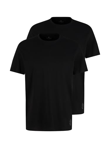 TOM TAILOR Herren Crewneck T-Shirt im Doppelpack, 29999 - Black, XXXL