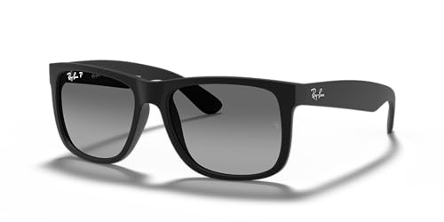 Ray-Ban Unisex Justin Sonnenbrille, Schwarz Gummi / Graue Gradient, 55 mm EU