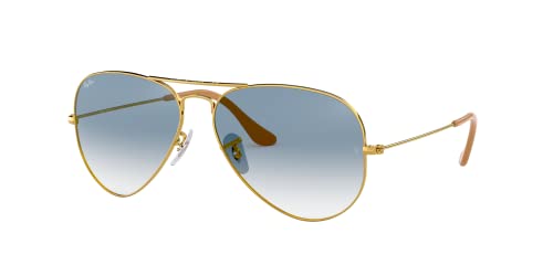 Ray-Ban Unisex Aviator Sonnenbrille, Gold (Gestell: Gold Glas: Verlauf Hellblau 001/3f), L EU