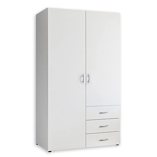 HARRY Kleiderschrank Weiß - Vielseitiger Drehtürenschrank 2-türig für Ihr Schlafzimmer - 101 x 176 x 51 cm (B/H/T)