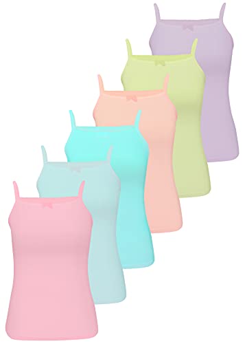LOREZA ® 6 Stück Mädchen Baumwolle Unterhemden (128-134 (8-9Jahre), 6er Pack-Mix)