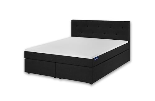 Traumnacht Boxspringbett, mit 7-Zonen Tonnentaschenfederkernmatratzen (H3) und Komfortschaumtopper, leichter Aufbau, produziert nach deutschem Qualitätsstandard, 140 x 200 cm in anthrazit