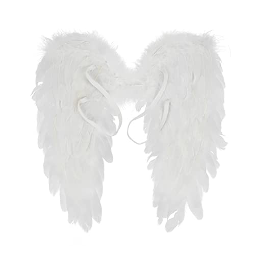 CHICTRY Halloween Feder Engelsflügel 45 * 45/55 * 55cm Federflügel Angel Wings Engelsflügel Weihnachten Karneval Fasching Festival Size B Weiß A One Size