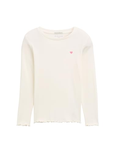TOM TAILOR Mädchen 1044851 Kinder Basic Langarmshirt mit Rippstruktur, 12906-Wool White, 128/134