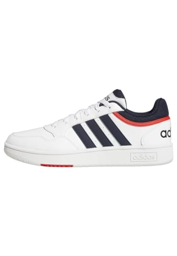 adidas Herren Hoops 3.0 Low Classic Vintage Shoes, Cloud White / Legend Ink / Vivid Red, 43 1/3 EU